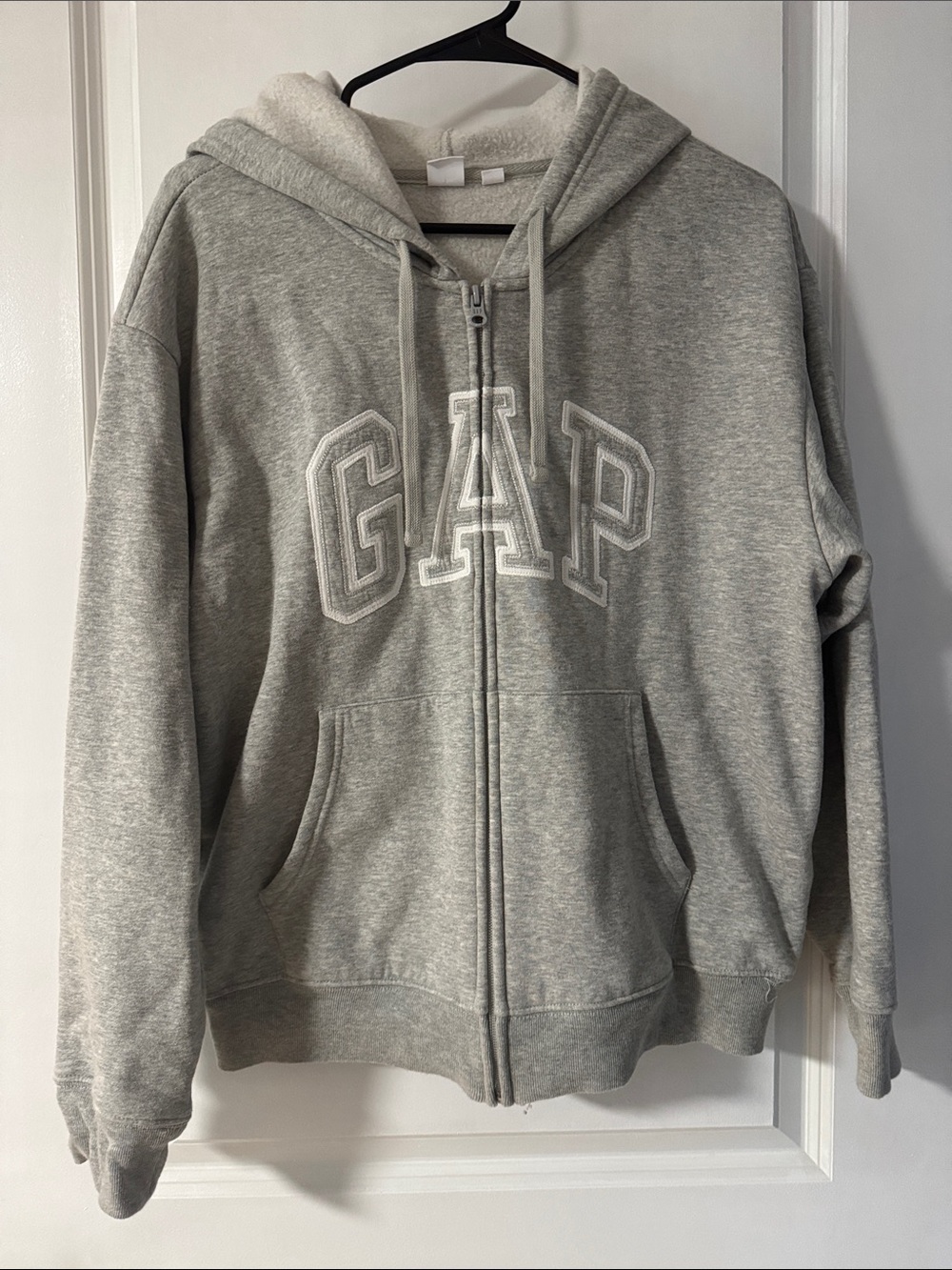 GAP Heritage Light Gray Full-Zip Hoodie with Embroidered Logo
